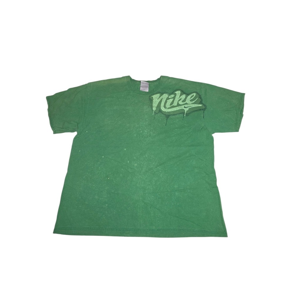 Nike Drip Logo T Shirt Mens Medium Green Graphic Swoosh‎ Streetwear Tee A11